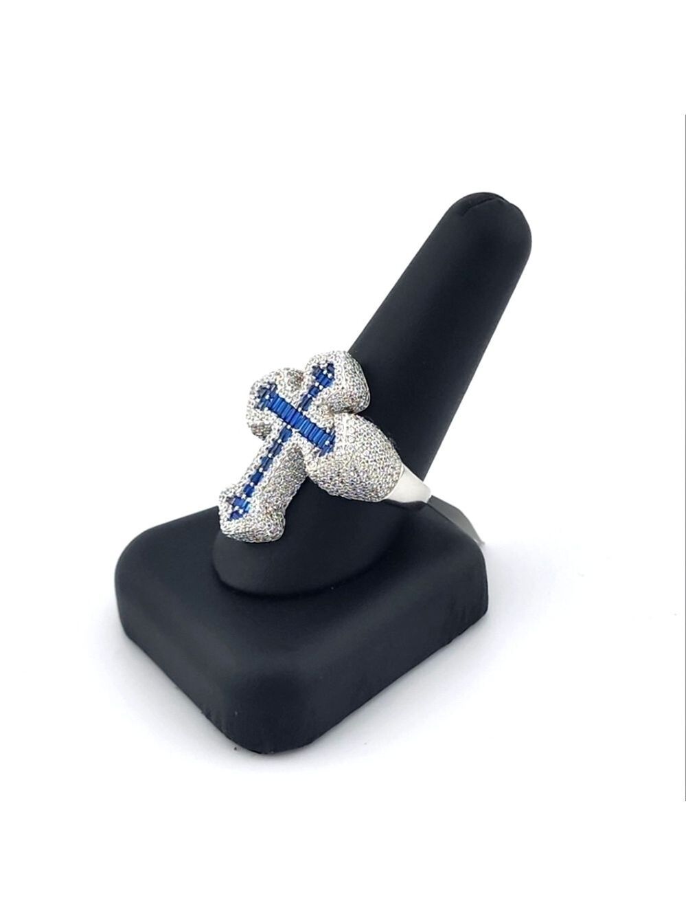 925 Silver Cross Ring Bugget and round cubic zirconia - Picture 2 of 9